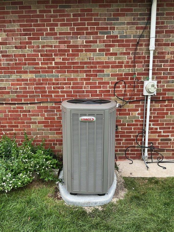 Completed full HVAC system replacement including removal and proper disposal of existing equipment per EPA guidelines. Removed existing air handler and coil from attic and A/C condenser from backyard location. Installed new Lennox 3-ton variable speed air handler cool coil package (Model CBK45UHVT-036-71) in attic, connecting to existing supply air ductwork, return air ductwork, and electrical systems. Fabricated and installed necessary sheet metal transitions for proper air handler installation. 

Installed new Lennox 3-ton variable speed A/C condensing unit on concrete pad in backyard with fresh pea gravel as needed. Flushed existing copper line-set to ensure system cleanliness. Evacuated system to remove all moisture and air, then charged with R454B refrigerant to manufacturer specifications. Verified system pressures and operation using manifold gauges, confirming proper vacuum levels and refrigerant charge. Retained existing thermostat per specifications and installed RDS sensor a
