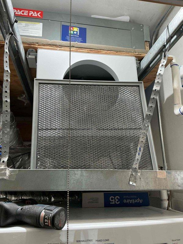 Responded to service call for recurring water leak issue in attic HVAC system. Upon inspection, examined humidifier unit (Aprilaire 35 visible in photos) and surrounding ductwork for source of moisture intrusion. Documented conditions of equipment, ductwork, and filtration components showing signs of previous water exposure and dust accumulation on metal surfaces. Photographed installation for diagnostic purposes and discussed recurring leak history with customer to determine appropriate repair options and preventative solutions.