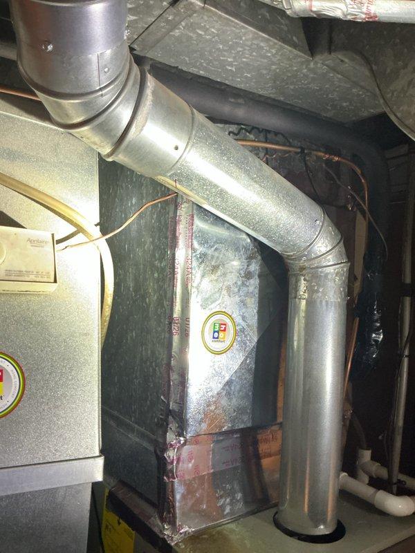 Completed full HVAC system replacement on second floor, including reclamation of existing refrigerant from old condenser, coil, and copper line-set, followed by disconnection and proper disposal of all obsolete equipment. Installed new Lennox 2-ton 18 SEER2 air conditioning condensing unit (Model EL18KCV-024-230) on leveled pad with pea gravel, along with matching evaporator coil connected to existing copper refrigerant lines. Evacuated system to remove moisture and air, charged with R454B refrigerant to manufacturer specifications, and installed Refrigerant Detection System (RDS) on furnace per code requirements. Performed complete system start-up, operational testing, and safety inspection to verify proper performance of all components.