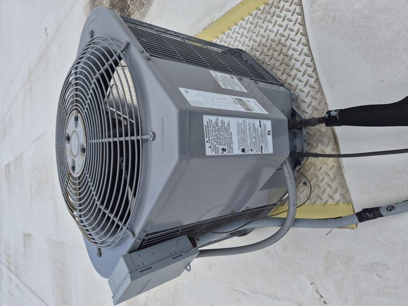 Completed commercial cooling preventive maintenance per customer care plan agreement on rooftop condensing unit. Performed comprehensive system inspection, verified operational parameters with clamp meter recording 77.2°F temperature reading, checked electrical connections and refrigerant lines, and confirmed unit is operating within manufacturer specifications.