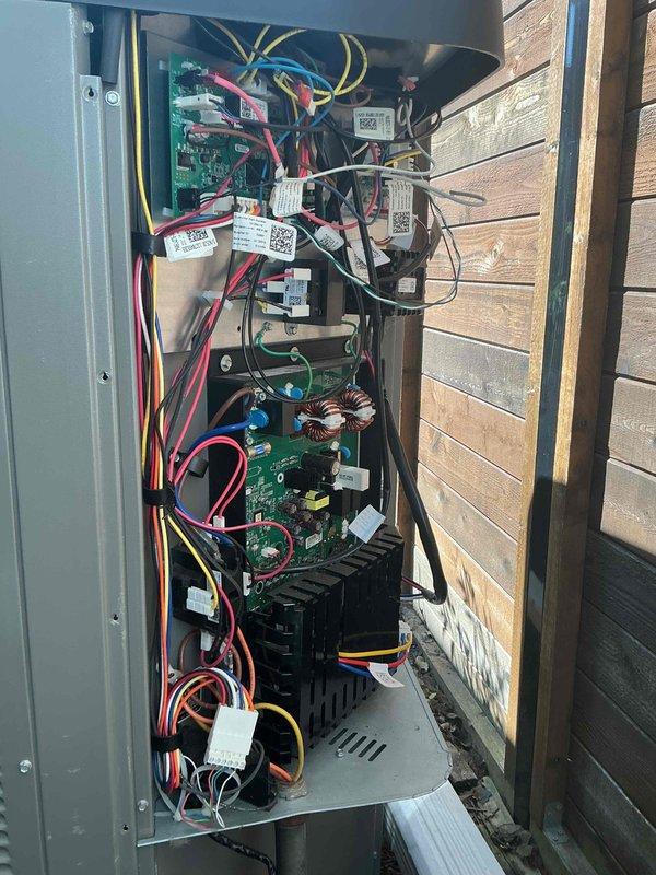 Completed comprehensive Gold Clean and Check maintenance service on HVAC system per comfort plan agreement. Performed thorough inspection of electrical control panel, verifying proper operation of circuit boards, power supply modules, and all electrical connections. Inspected air filter, documenting condition with visible dust accumulation, and checked all system components for optimal performance and safety compliance.