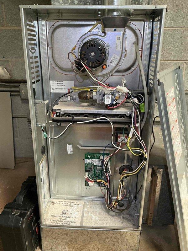 Completed fall maintenance on commercial HVAC system including full furnace inspection and operational testing of all components. Performed combustion analysis with CO testing showing safe levels at 10 PPM, inspected burner assembly, heat exchanger, blower motor, gas valve, and all electrical connections. Verified heating and cooling systems operational and ready for tenant occupancy, with unit responding properly to thermostat commands and all safety controls functioning as designed.