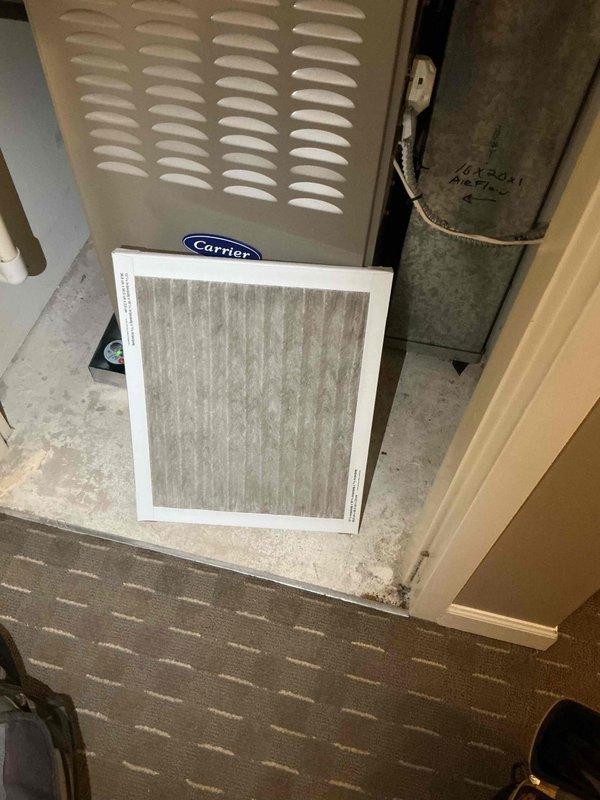 Completed scheduled Comfort Plan maintenance on rooftop Carrier HVAC system. Performed comprehensive clean and check service including filter replacement, system inspection, and operational testing. Unit accessed via building-provided ladder, invoice processed per service contract agreement.