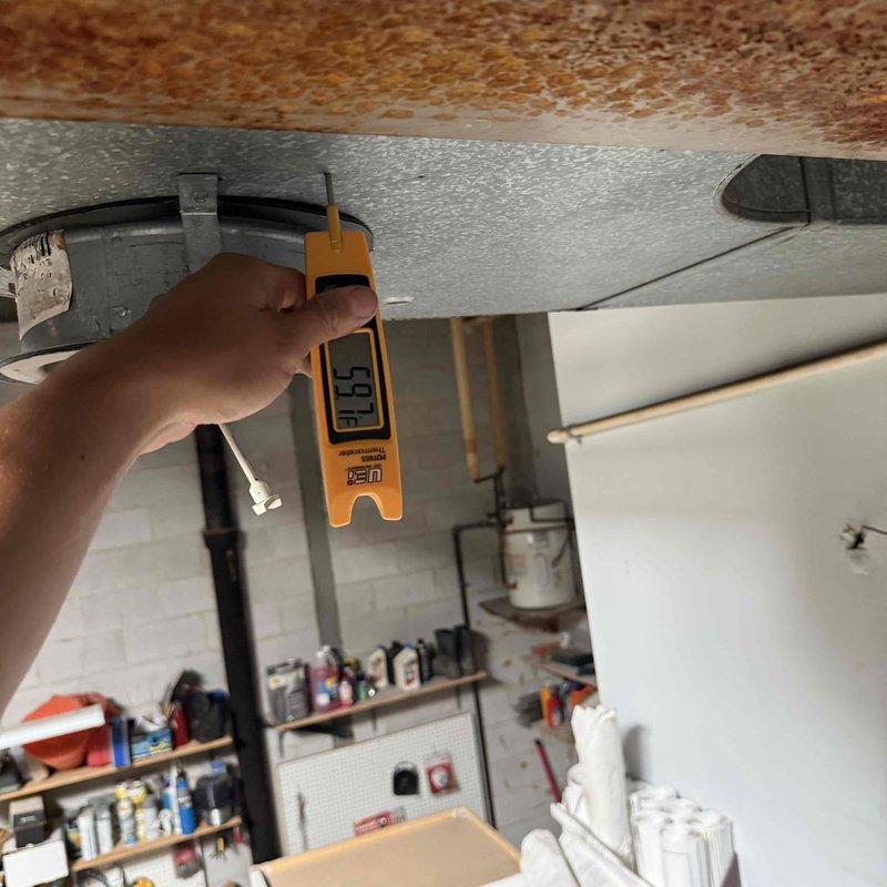 Responded to no cooling complaint on commercial rooftop unit following power outage. Upon arrival, performed diagnostic assessment of affected AC system and measured supply air temperature at 153°F, confirming lack of cooling. Inspected rooftop condenser unit, electrical disconnect, and indoor air handler components to identify system failure caused by power interruption.