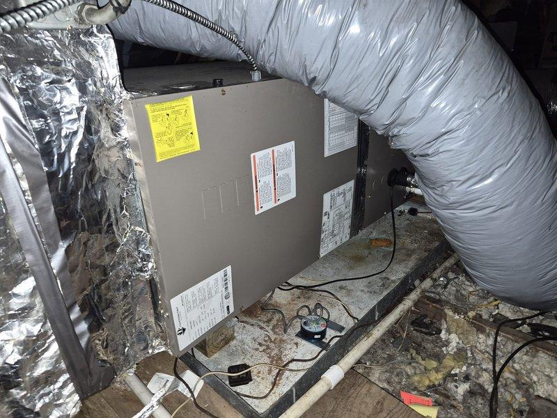 Replaced failed circuit board in the air handler unit located in the attic space. System tested and verified operational upon completion, with all electrical connections secured and unit returning to normal function.