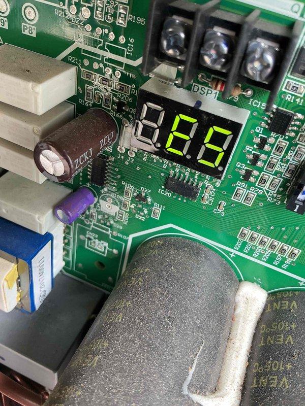 Responded to no cooling call on 8-year-old residential air conditioning system that stopped operating over the weekend. Upon arrival, diagnosed control board fault indicated by error code 22 displayed on the board's LED readout. Verified thermostat was calling for cooling with setpoint at 65° and indoor temperature reading 80°. Replaced defective control board, restored system to normal operation, and confirmed proper cooling cycle with outdoor unit running as commanded.