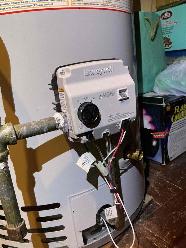 Responded to service call regarding no hot water following previous day's maintenance visit. Upon arrival, inspected gas water heater and discovered pilot light was extinguished. Verified gas supply to unit, relit pilot flame, and confirmed burner ignition and proper combustion. Tested gas control valve operation through full cycle and verified all temperature settings functioning correctly. System restored to normal operation with hot water production confirmed.