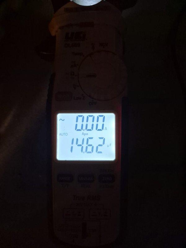 Completed air conditioning clean and check maintenance per the Goodman Comfort Plan. Performed comprehensive system inspection including testing of the capacitor, which measured 146.2 microfarads and is operating within normal parameters. Inspected all electrical connections, wiring, and internal components of the air handler unit, confirming proper operation and secure connections throughout the system.