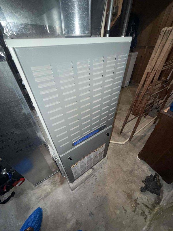 Responded to no cooling complaint on 2006 Carrier air conditioning system. Upon arrival, verified thermostat settings, filter condition, and electrical breakers. Performed diagnostic evaluation of outdoor condensing unit and indoor air handler. Inspected electrical components including contactor and TITAN PRO TRCFD455 capacitor for proper operation and connections. Documented equipment condition with photos of furnace/air handler installation and electrical control panel components. System age and previous service history noted during evaluation.