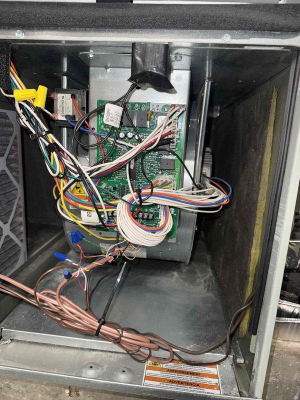 Completed comprehensive clean and check maintenance service on one HVAC system per comfort plan agreement, including furnace, Aprilaire 720 humidifier, and water heater inspection. Performed thorough inspection of furnace control board wiring and electrical components, verified all connections secure and properly terminated, and confirmed heating system operational status. Inspected water heater for proper operation, checked safety labels and temperature settings, and verified all plumbing connections leak-free with adequate insulation on supply lines.