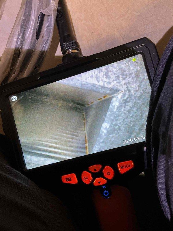Completed Comfort Plan clean and check on furnace system for new customer. Collected equipment information and model numbers for service records. Performed thorough inspection of HVAC system including internal ductwork examination using borescope camera, which revealed oxidation and corrosion on interior metal surfaces at duct seams and joints. Installed new 20x25x4 pleated air filters as part of standard maintenance protocol.