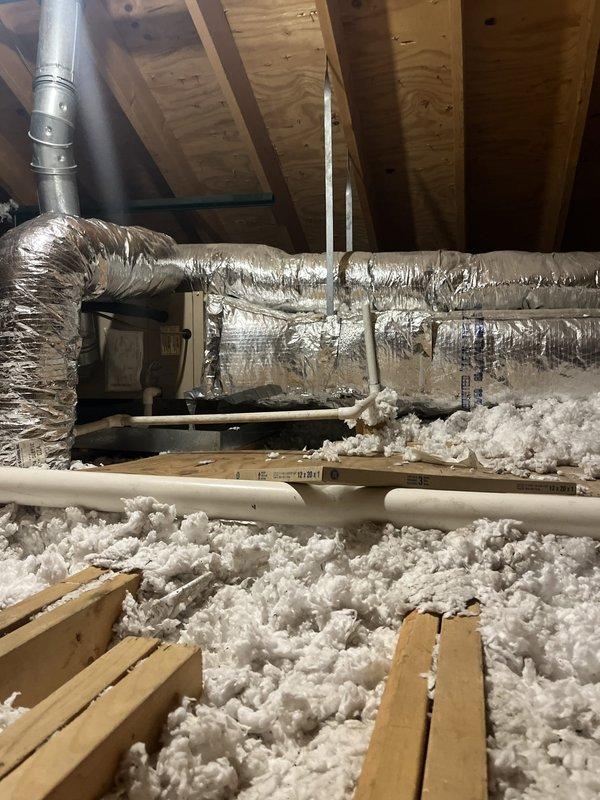 Conducted comprehensive estimate for complete HVAC system replacement at residential property. Assessed existing aging equipment including furnace located in attic with flexible ductwork and two outdoor condenser units positioned on concrete pads in backyard. Provided replacement options for 60,000-80,000 BTU two-stage furnace and 2-2.5 ton outdoor condensing unit, discussing primarily Lennox equipment with availability of alternative brands upon request.