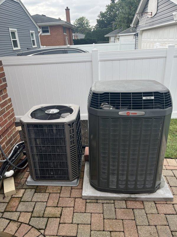 Conducted comprehensive estimate for complete HVAC system replacement at residential property. Assessed existing aging equipment including furnace located in attic with flexible ductwork and two outdoor condenser units positioned on concrete pads in backyard. Provided replacement options for 60,000-80,000 BTU two-stage furnace and 2-2.5 ton outdoor condensing unit, discussing primarily Lennox equipment with availability of alternative brands upon request.