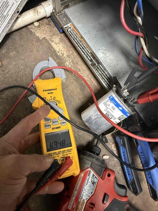 Completed fall preventative maintenance on commercial HVAC unit per contract requirements. Performed comprehensive system inspection including electrical component testing, verified motor run capacitor specifications and functionality using digital clamp meter with readings within acceptable parameters at 88.48. Inspected and documented all equipment information, wiring connections, and evaporator coil condition. Coordinated with tenant for access prior to service, completed full maintenance checklist, captured photographic documentation of capacitor and electrical components for service records, and updated equipment specifications for filter tracking system.