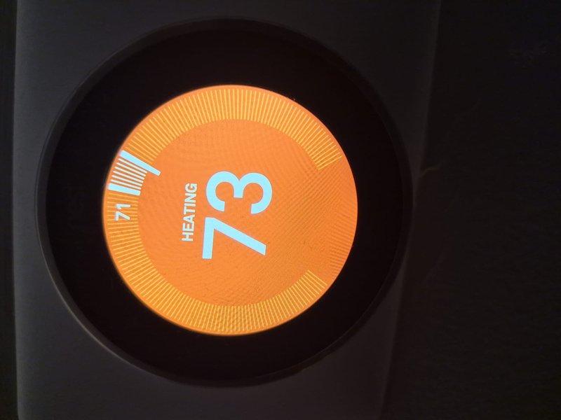 Performed seasonal fall maintenance on the furnace and water heater per the maintenance agreement, verifying heating operation with the thermostat calling for heat and reading 73°F against a 71°F setpoint. Also replaced the air filter in upper rooftop unit #1 with a new 18x24x2 pleated filter, and the P-trap replacement for upper RTU #5 was requested as part of the visit.