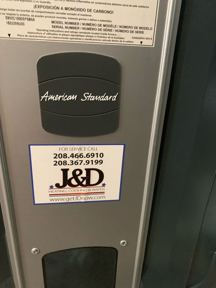 Boise, ID - Furnace Tune Up on American Standard Gas Furnace. Water Heater Tune Up on Bradford White Gas Water Heater 