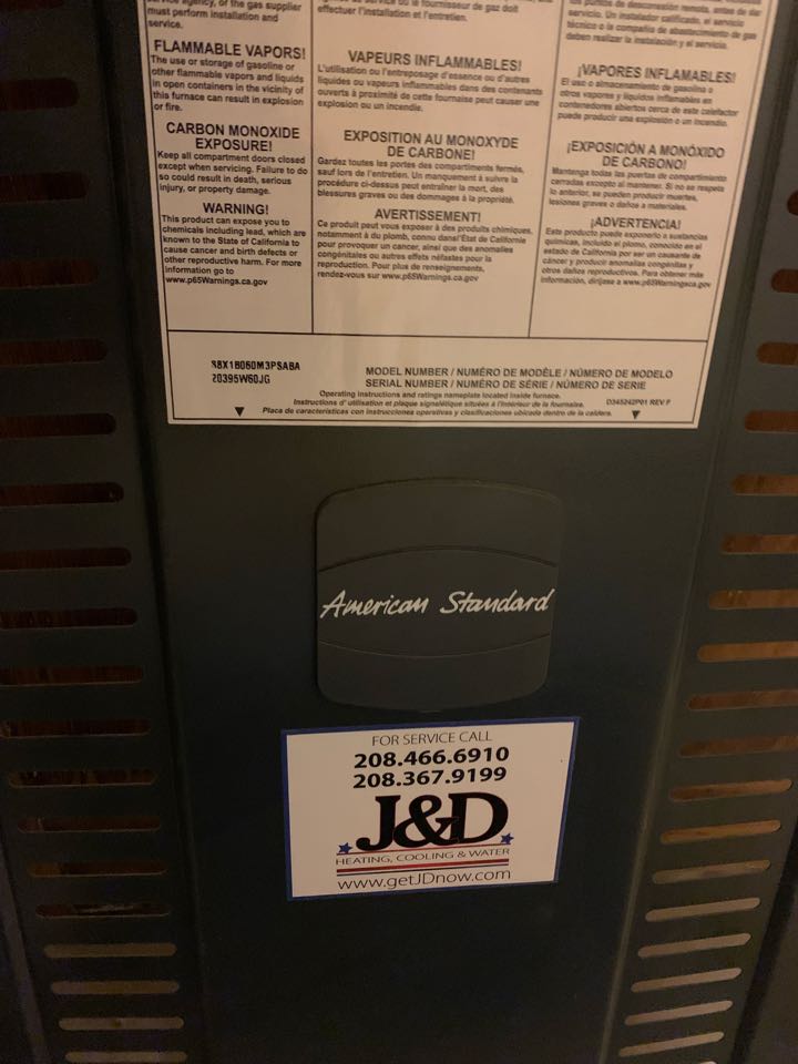 Nampa, ID - American Standard Furnace Tune Up. Bradford White Water Heater Tune Up. 