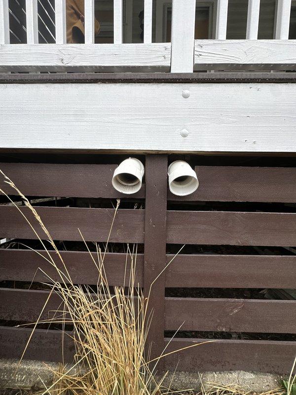 Conducted on-site assessment to provide estimate for malfunctioning exhaust vents and humidifier system. Inspected exterior PVC vent terminations protruding through deck skirting and evaluated crawl space conditions including ductwork, floor joists, and foundation areas to determine necessary repairs and equipment replacements for proper ventilation and humidity control.