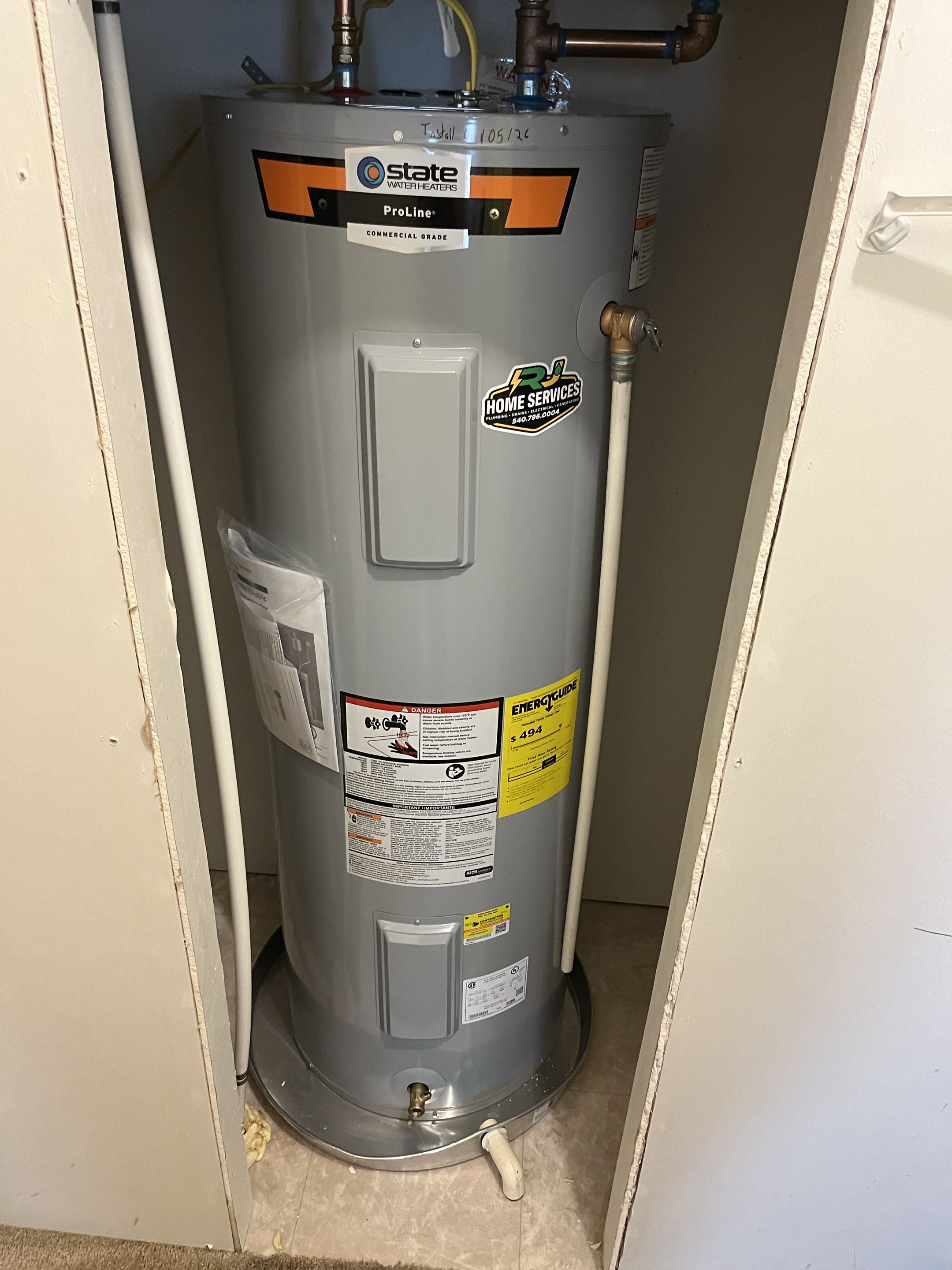 Installing a new water heater 