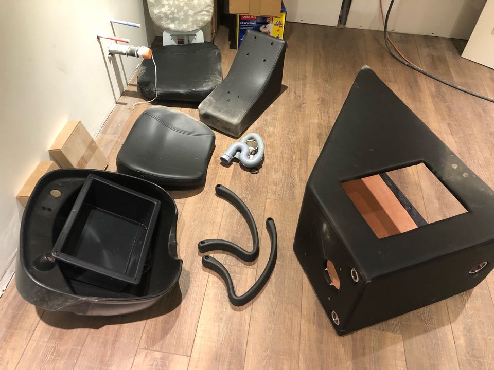 Installation of shampoo chair 