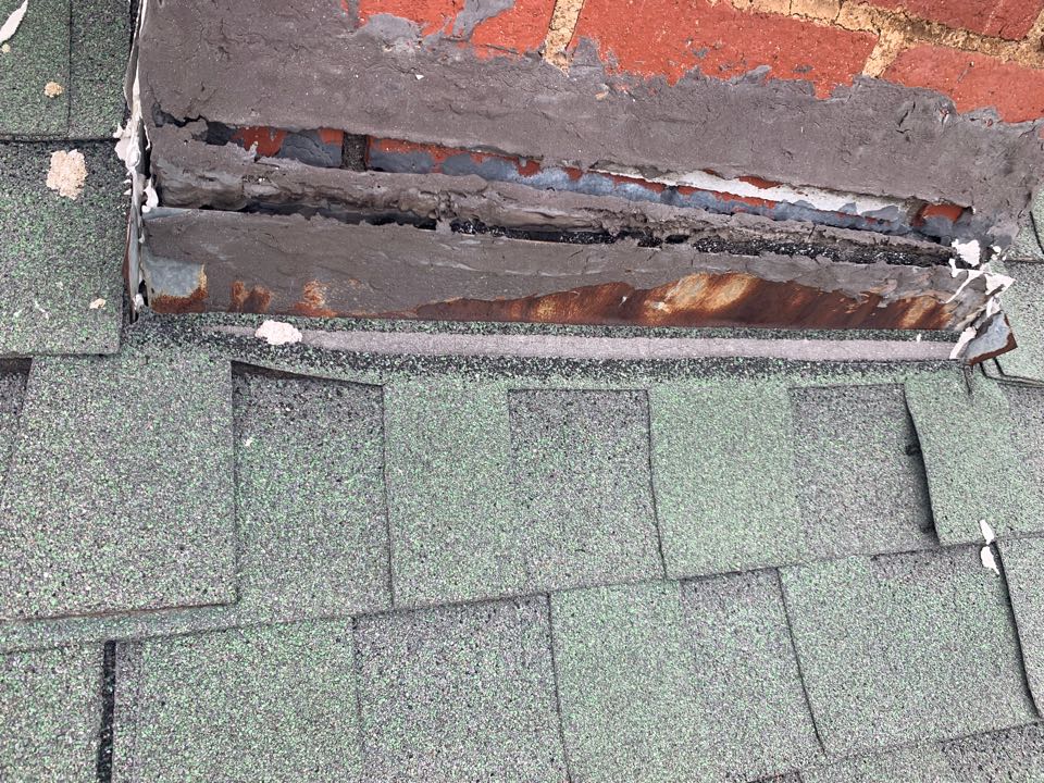 Arrowhead Roofing will be repairing this leaking chimney flashing in Collinsville, Oklahoma. If your flashing is leaking or just need a repair or replacement call Arrowhead Roofing.