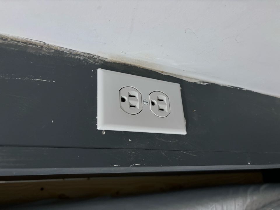 Adding plugs to bunkbeds. All ready to go for whatever electronics the kids have.