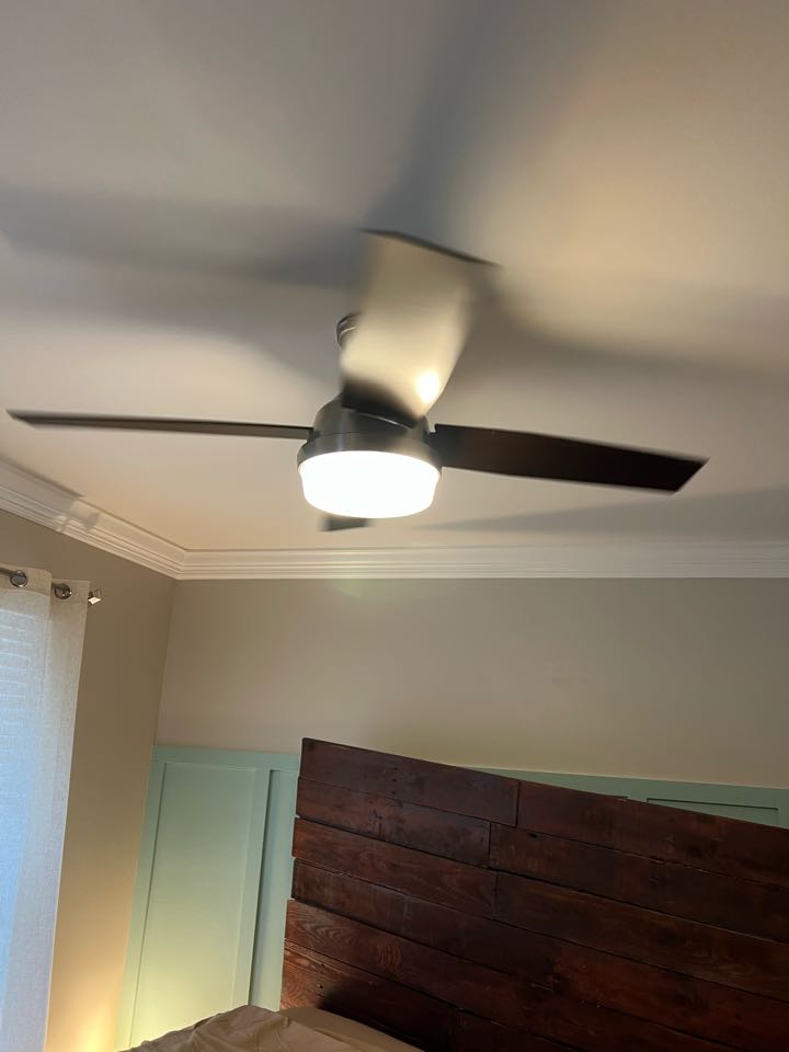 Hung customer supplied ceiling fan 