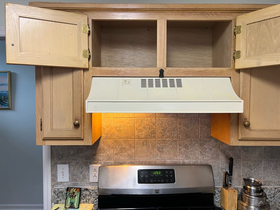Estimate to remove vent hood move circuit for vet to cabinet for microwave 