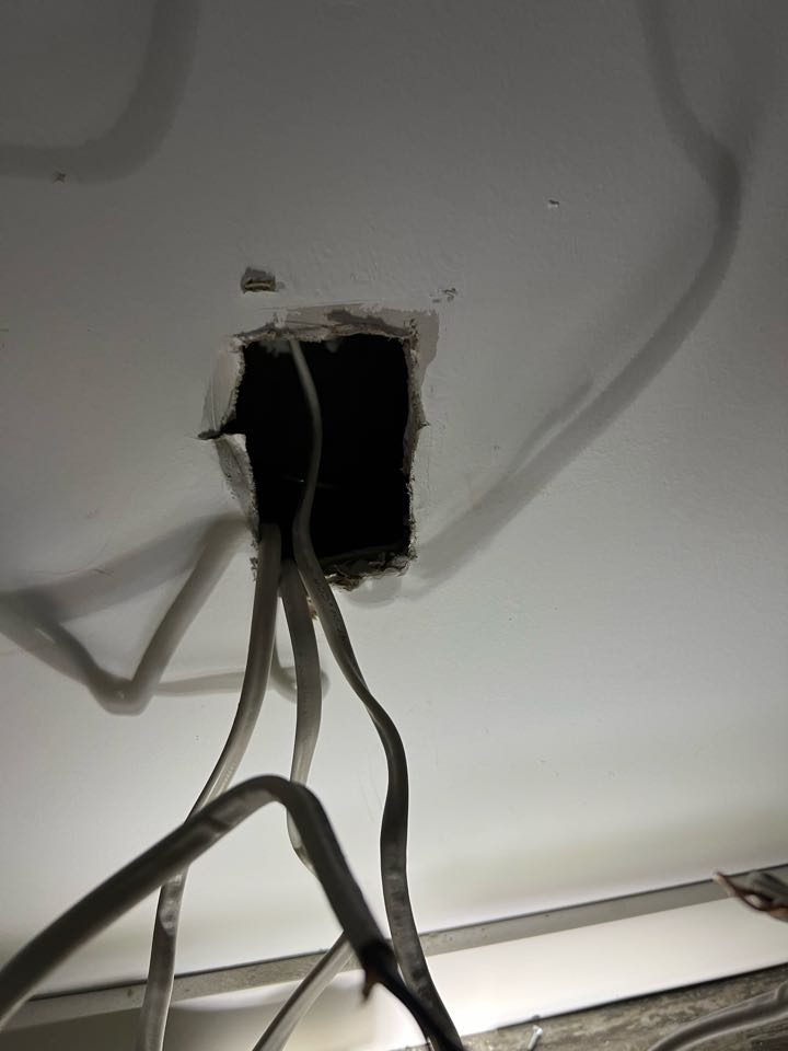Outlet box was loose in wall due to brittle drywall move outlet to the left so it can be secured 