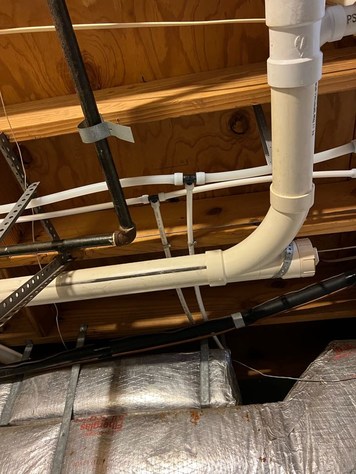 Plumbing re-pipe and residence, new spigot out front, waterhammer arrestor installed.