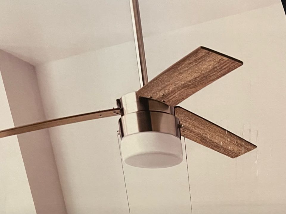 Replace ceiling lights, kitchen fluorescent light and install ceiling fans.