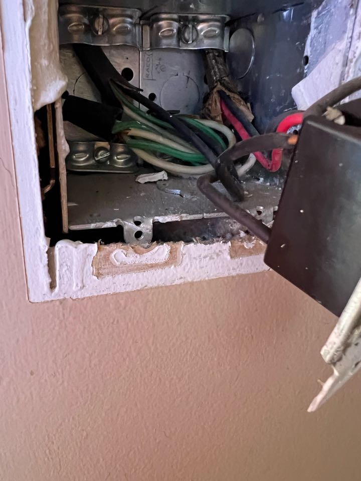 Had a dual purpose arc fault ground fault breaker tripping. Found neutrals and grounds tied together in two living room switch boxes. Corrected this then reset the breaker.