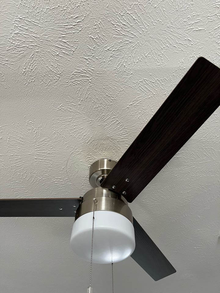 Install new ceiling fans, LED surface mount light fixtures and new kitchen LED decorative light to replace fluorescent.