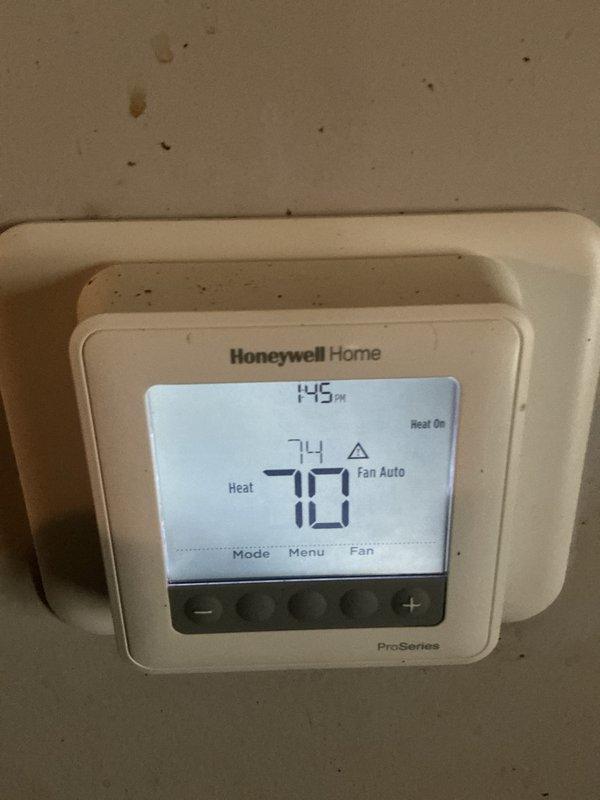 Performed scheduled maintenance on Lennox furnace system. Demonstrated proper filter replacement procedures to homeowner and conducted full heating system inspection. Verified Honeywell Home ProSeries thermostat functionality, confirming proper operation with heat set to 74°F and system responding correctly in "Heat On" mode.
