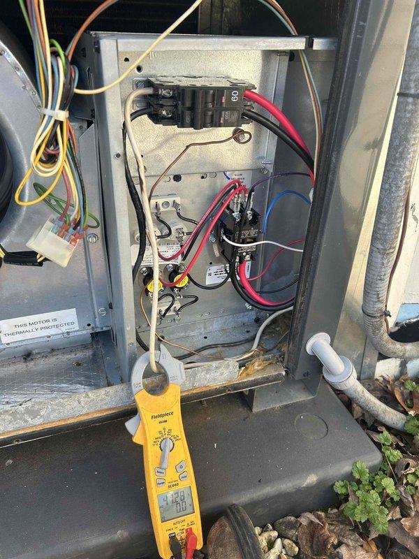 Replaced defective heat kit in outdoor HVAC unit after diagnosis with multimeter confirmed electrical failure. Serviced and inspected all related electrical components including wiring, capacitor, and circuit breakers to ensure proper system operation.