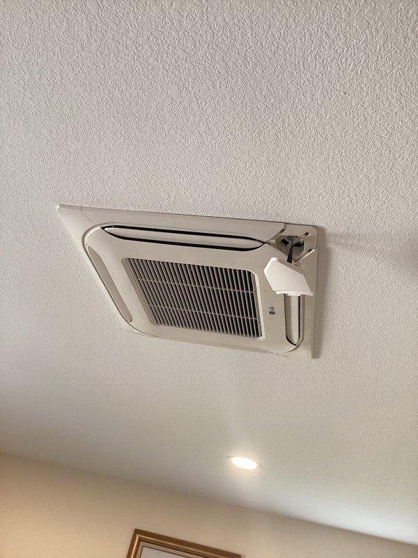 Performed comprehensive maintenance service on three heating systems including a furnace and two mini-split units. Inspected blower wheel assembly and housing of central system for proper operation. Examined ceiling-mounted cassette-style mini-split unit, confirming normal operation with no visible damage or leaks.