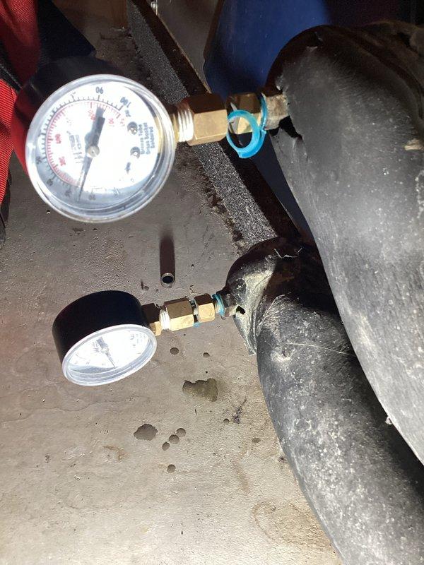 Responded to service call for thermostat fault code. Performed pressure testing on system to diagnose issue. Noted heating function was operational during service despite fault code. Advised customer on system status and that current operation is stable.