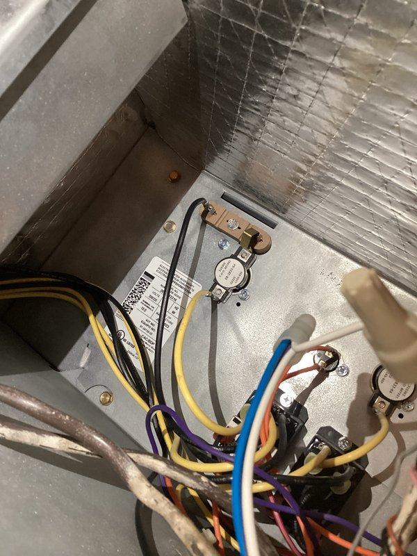 Performed cooling maintenance on CCHP system with renewable service contract (valid until 2/27/26). Inspected thermostat functionality and electrical connections at limit switches. System operating normally with unknown filter size noted for future reference.