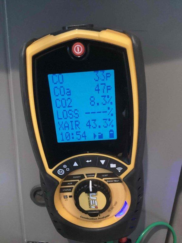 Responded to customer-reported intermittent furnace failures. Performed diagnostic testing using combustion analyzer, which confirmed proper combustion parameters (CO2 at 8.3%). Checked thermostat functionality - Honeywell Home ProSeries operating correctly in heat mode at 73°F. System now functioning as designed with no operational issues detected.