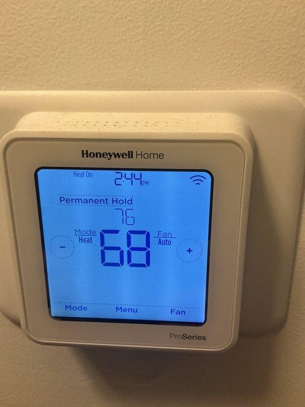 Performed routine maintenance on heating system with expired CCH service contract (renewal due 1/7/26). Inspected Honeywell ProSeries thermostat functioning in heat mode and verified proper water heater operation. Filter replacement (20x20x4) was not included in this service visit.