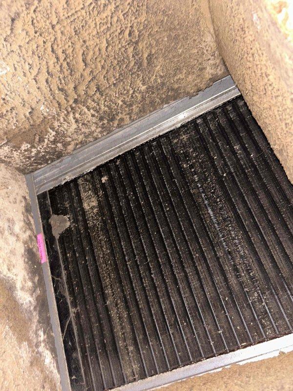 Inspected HVAC system with severely clogged air return vent restricting proper airflow. Scheduled return visit to replace heater kit, add water to system, and perform complete maintenance service to restore optimal system operation.