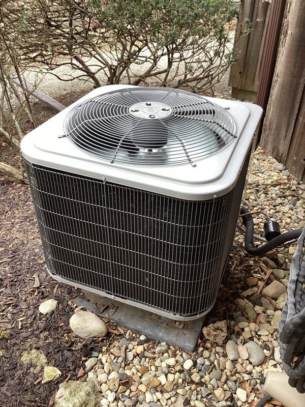 Responded to service call regarding heat pump compressor noise. Inspected indoor air handler/furnace unit with condensate drainage system and outdoor condenser unit. Diagnosed compressor issue causing abnormal operational sounds; service could not be completed as scheduled due to time constraints.