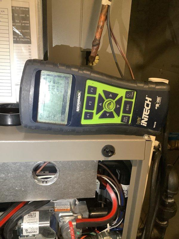 Performed monthly heating maintenance service on customer's HVAC system. Conducted diagnostic testing using INTECH device to verify proper system operation. Inspected A.O. Smith ProLine XE water heater and confirmed all components were functioning correctly.
