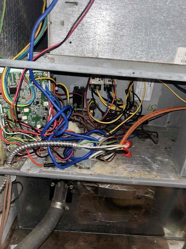 Responded to callback regarding insufficient heating during cold weather conditions. Inspected HVAC system electrical components and control board, finding dust accumulation and minor corrosion on connections. Cleaned electrical contacts and verified proper operation of heating system when outdoor temperature drops below 20°F.