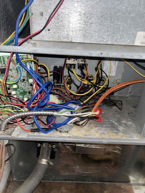 Responded to callback regarding insufficient heating during cold weather conditions. Inspected HVAC system electrical components and control board, finding dust accumulation and minor corrosion on connections. Cleaned electrical contacts and verified proper operation of heating system when outdoor temperature drops below 20°F.