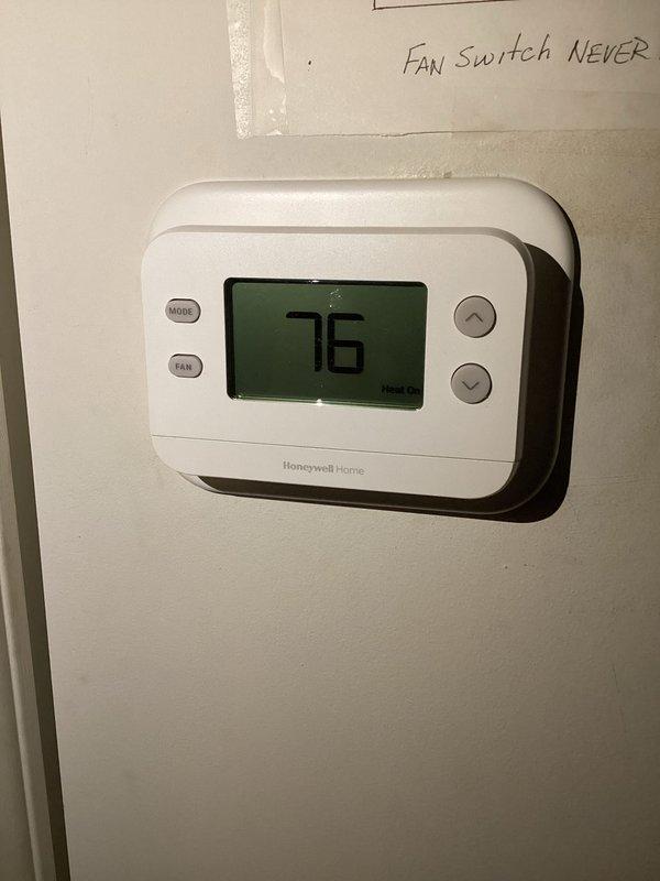 Returned to customer location with replacement pressure switch (part #240099169-101) obtained from South Central Company Inc. Installed new pressure switch and verified proper system operation. Confirmed thermostat functioning correctly at 76°F with heat mode engaged and burner producing appropriate blue flame pattern.