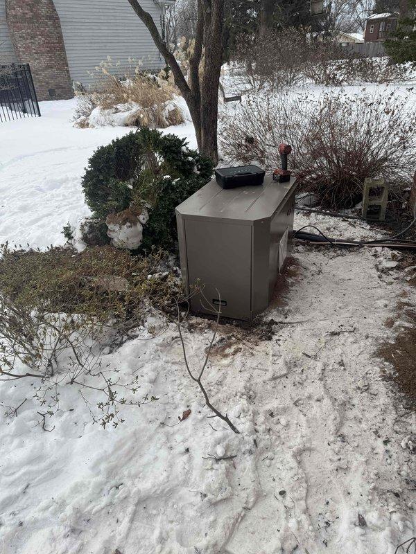 Successfully completed installation of a Water Furnace Geothermal Split System. System components were properly positioned with outdoor unit mounted against the structure and ground loop unit installed in the yard. All electrical connections and system controls were verified operational upon completion.