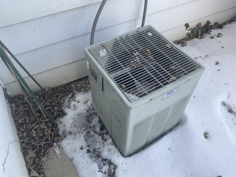 Performed second opinion evaluation on customer's planned furnace replacement. Inspected existing aging furnace unit with standard PVC venting system and examined outdoor condenser/heat pump showing signs of weathering and debris accumulation. Customer has already placed deposit with another company for new system installation scheduled for Monday.