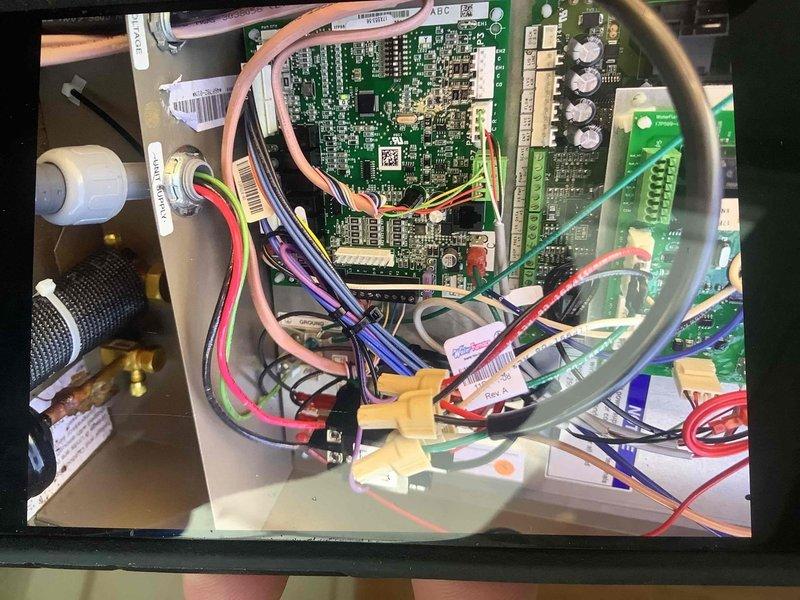 Responded to warranty service call for recently installed system that was continuously running past setpoint. Inspected control wiring at circuit board and thermostat connections. Installed new thermostat from shop to resolve temperature control issue.