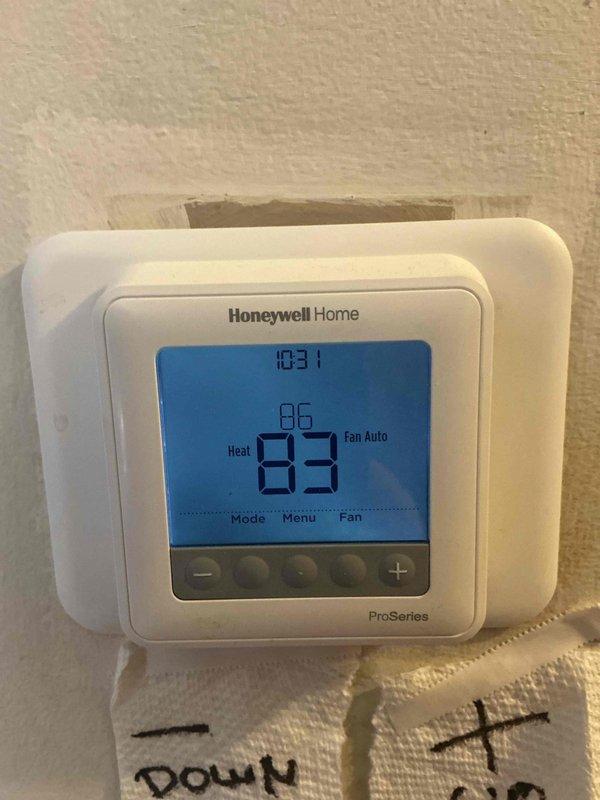 Completed basic monthly maintenance service on HVAC system. Inspected blower motor assembly and electrical connections to ensure proper functionality. Replaced 16x20x1 filter as included in service plan and verified Honeywell ProSeries thermostat operation with heat set at 86°F.